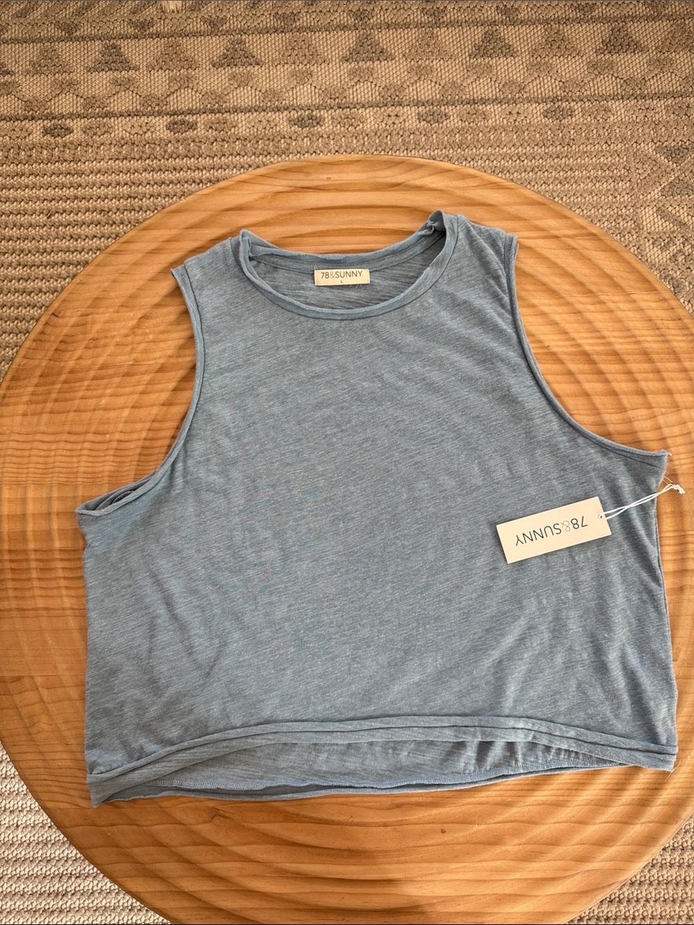78 & Sunny Women's Dusty Blue Cropped Tank
